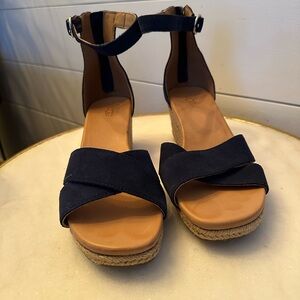 Women's UGG Navy Wedge Sandals Size 8.5